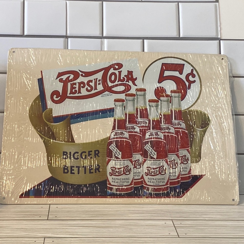 New Pepsi Cola Bigger Better Decor Shop Man Cave Bar Vintage Retro Metal Sign